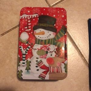 Snowman Christmas tin 7.5”x5”